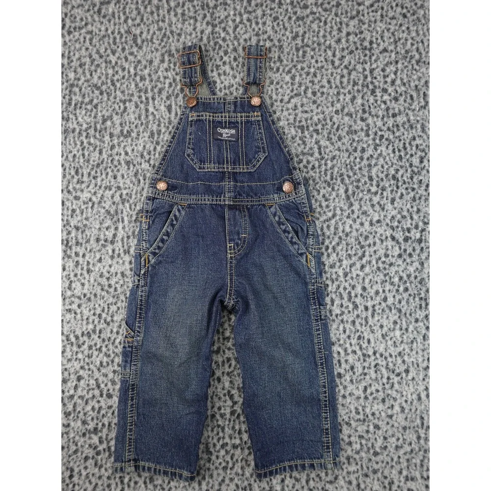 OshKosh B'gosh Denim Overalls Baby 12M Blue Good Vestbak Carpenter Bibs